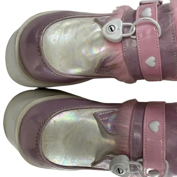 Demonia Ashes-120‎ holographic patent chunky platform boots women size 8 Pink - Picture 4 of 12